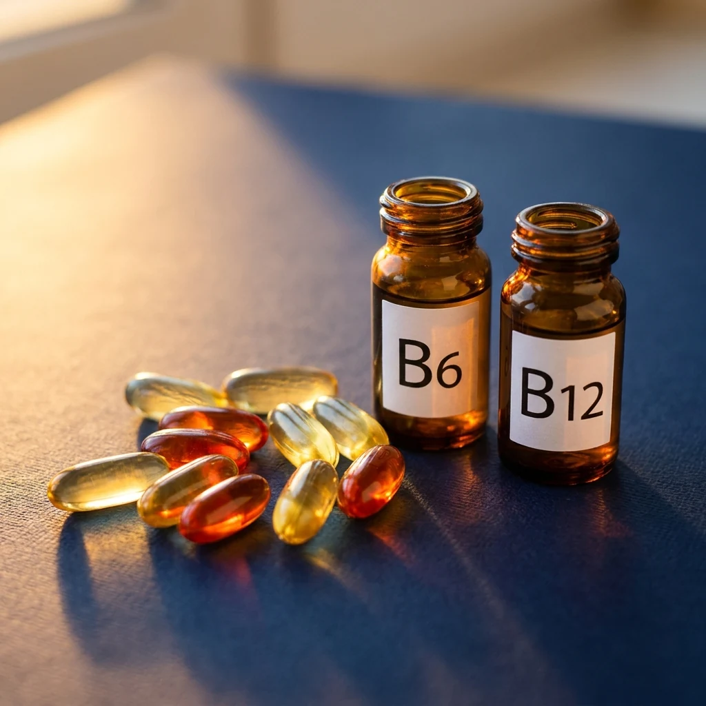 Vitamin B6 and B12 supplement vials